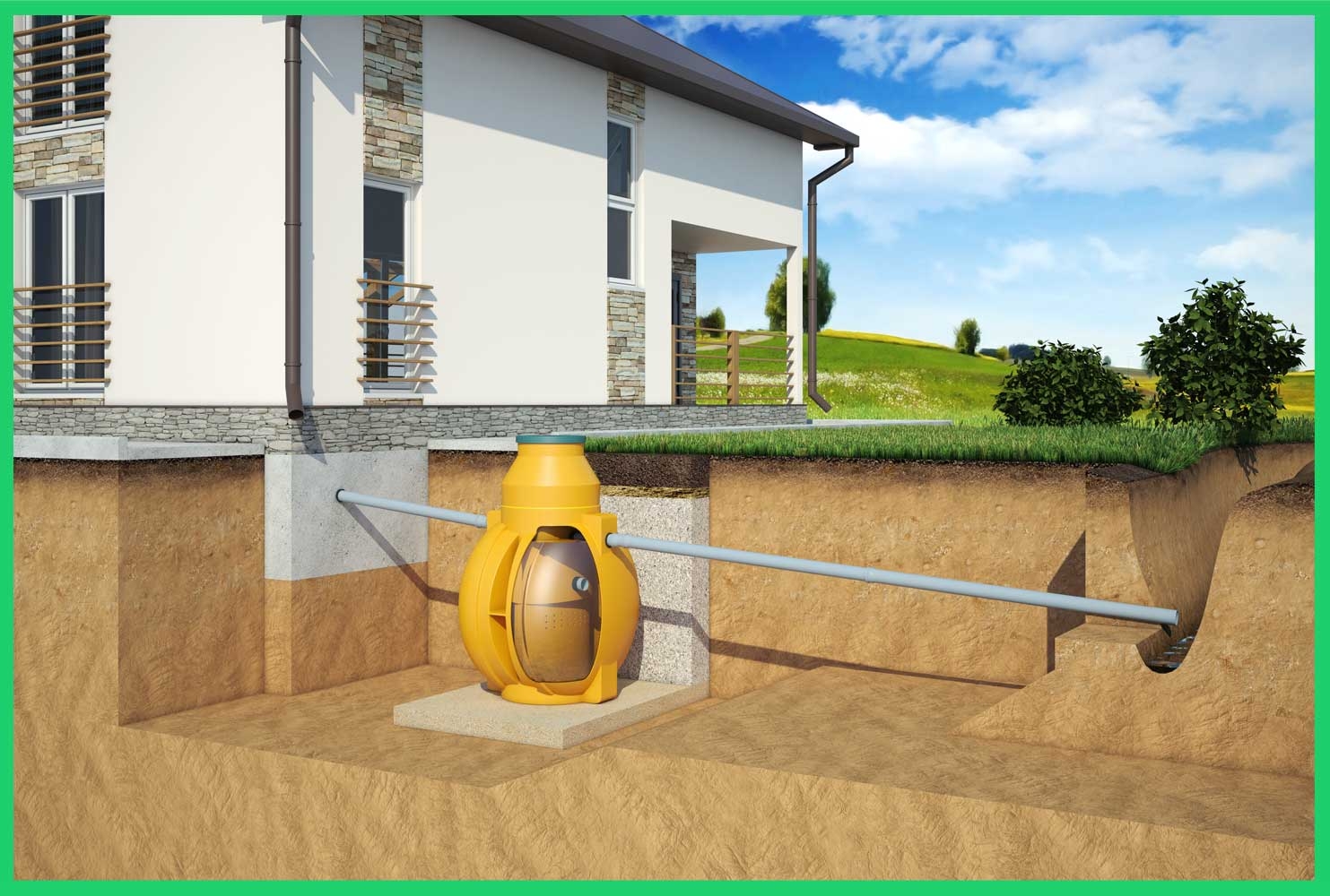 АВТОНОМНАЯ КАНАЛИЗАЦИЯ  для  ЧАСТНОГО ДОМА  ПОД КЛЮЧ